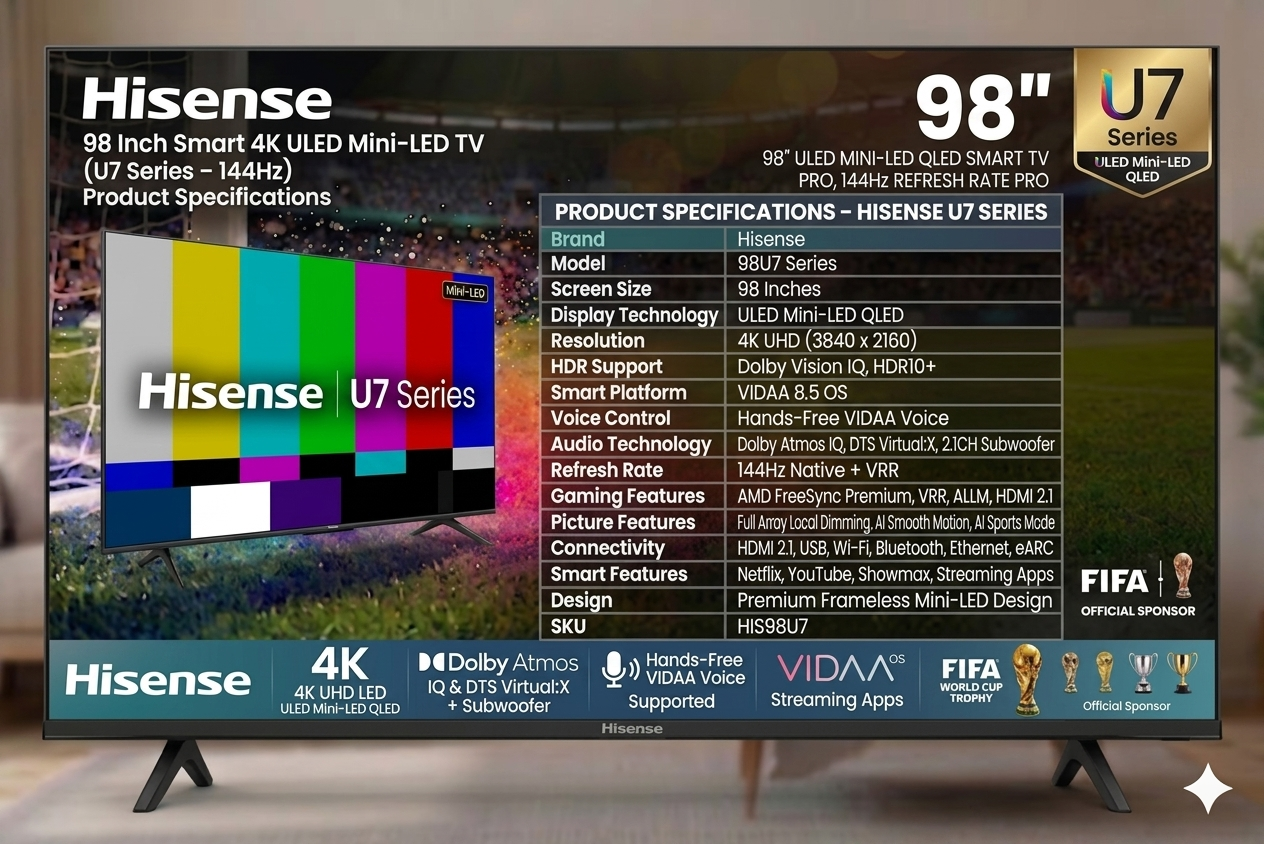Gemini_Generated_Image_io8lceio8lceio8l Hisense 98 Inch Smart 4K ULED Mini-LED TV (U7 Series – 144Hz) - Image 1