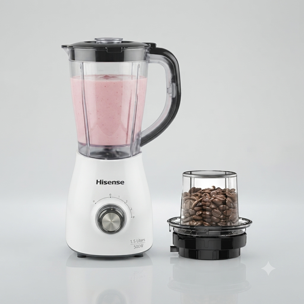 Gemini_Generated_Image_kqz2wnkqz2wnkqz2 Hisense Stainless Steel Blender and Grinder 1.5 Liters 2-in-1 500W - Image 1