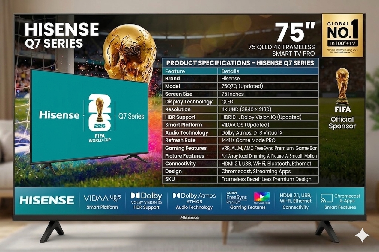 Hisense 75 Inch Smart 4K QLED TV (Q7 Series / Q7Q)